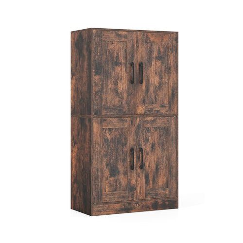Bathroom Cabinet 43.5 inch Storage Cabinet with Doors and Adjustable Shelves, Rustic Brown