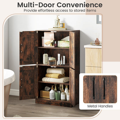 Bathroom Cabinet 43.5 inch Storage Cabinet with Doors and Adjustable Shelves, Rustic Brown Floor Cabinets at Gallery Canada