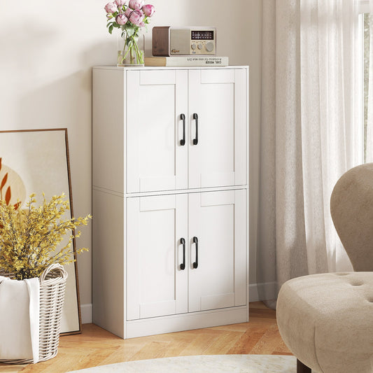 Bathroom Cabinet 43.5 inch Storage Cabinet with Doors and Adjustable Shelves, White Floor Cabinets White at Gallery Canada