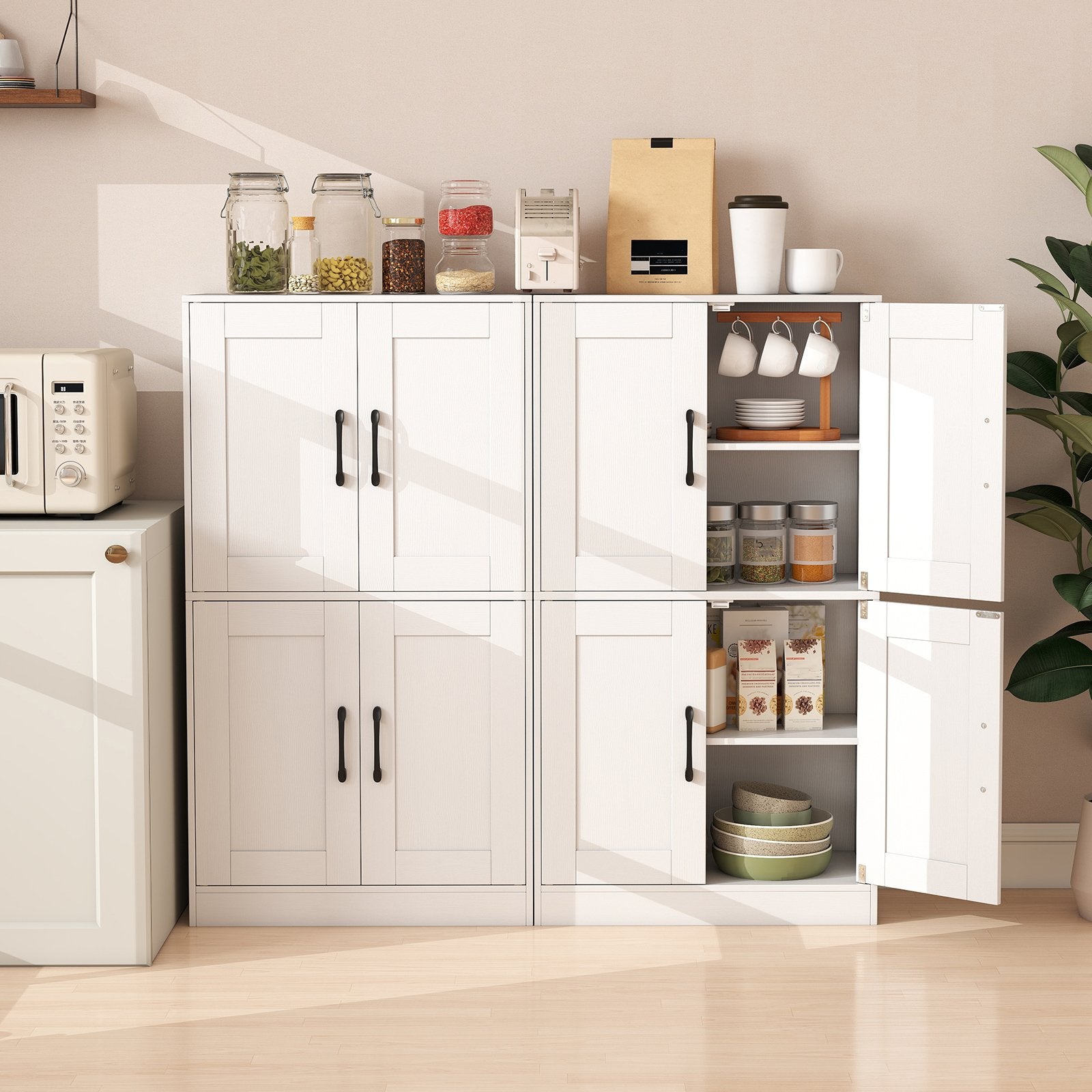 Bathroom Cabinet 43.5 inch Storage Cabinet with Doors and Adjustable Shelves, White Floor Cabinets at Gallery Canada