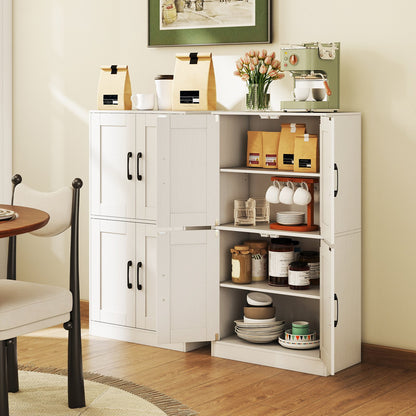 Bathroom Cabinet 43.5 inch Storage Cabinet with Doors and Adjustable Shelves, White Floor Cabinets at Gallery Canada