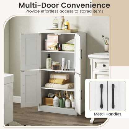 Bathroom Cabinet 43.5 inch Storage Cabinet with Doors and Adjustable Shelves, White Floor Cabinets at Gallery Canada