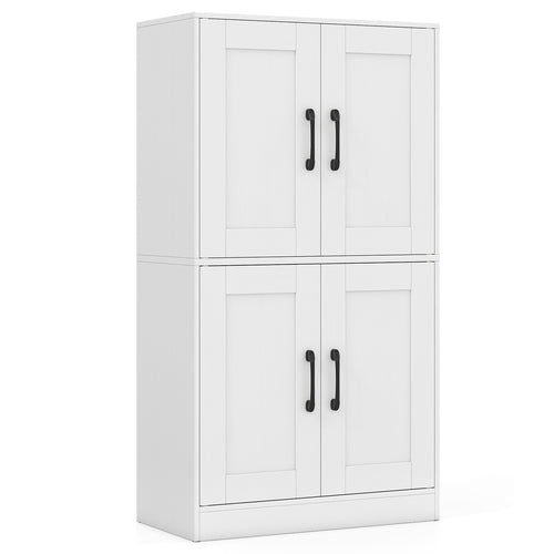 Bathroom Cabinet 43.5 Inch, Storage With Doors, Adjustable Shelves, White