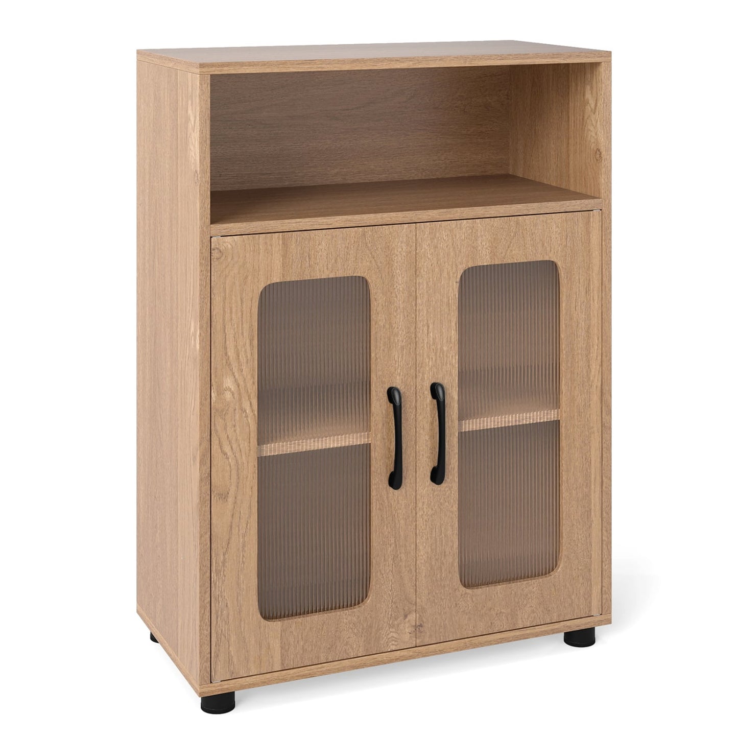 Bathroom Cabinet Freestanding Cabinet with 2 Doors and 3-Level Adjustable Shelf, Natural Floor Cabinets at Gallery Canada