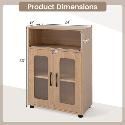 Bathroom Cabinet Freestanding Cabinet with 2 Doors and 3-Level Adjustable Shelf, Natural Floor Cabinets at Gallery Canada