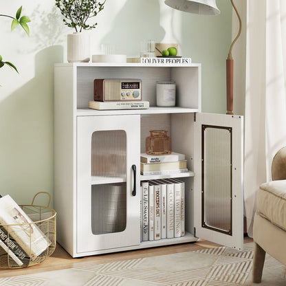 Bathroom Cabinet, 2 Doors, 3-Level Adjustable Shelf, White Floor Cabinets at Gallery Canada