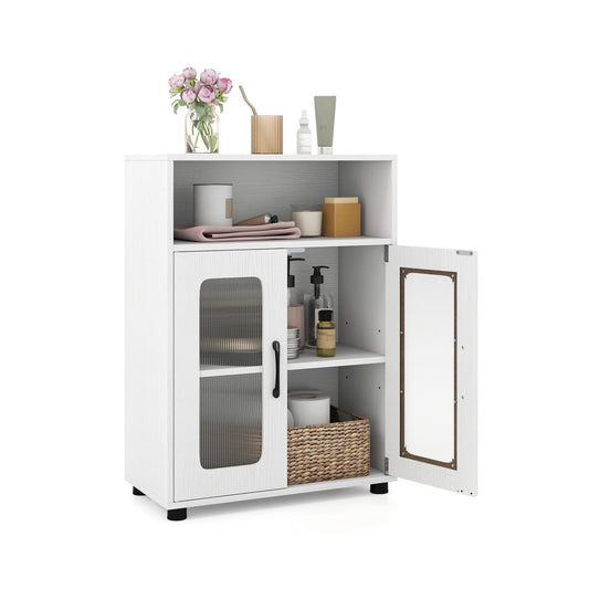 Bathroom Cabinet, 2 Doors, 3-Level Adjustable Shelf, White Floor Cabinets White at Gallery Canada