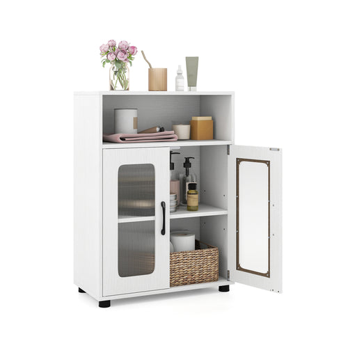 Bathroom Cabinet, 2 Doors, 3-Level Adjustable Shelf, White