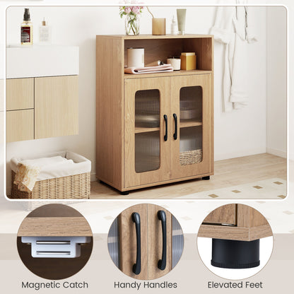 Bathroom Cabinet Set, 59 Inch Tall, 2-Door Floor, Natural