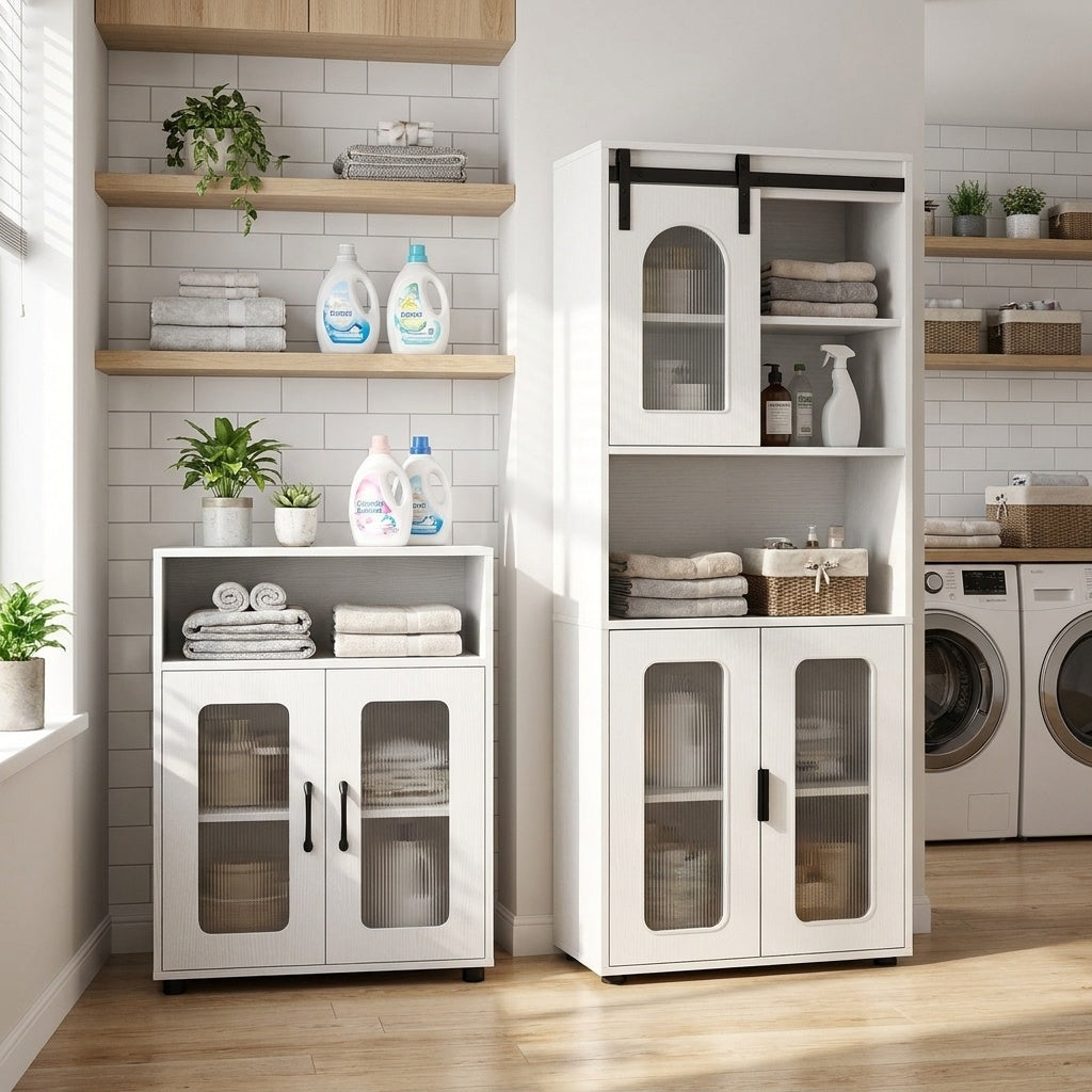 Tall Bathroom Cabinet Set with Floor Cabinet, White Floor Cabinets at Gallery Canada
