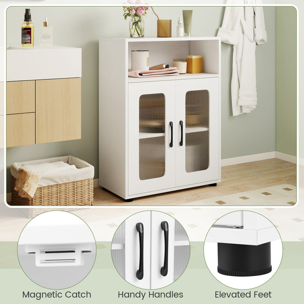 Tall Bathroom Cabinet Set with Floor Cabinet, White Floor Cabinets at Gallery Canada