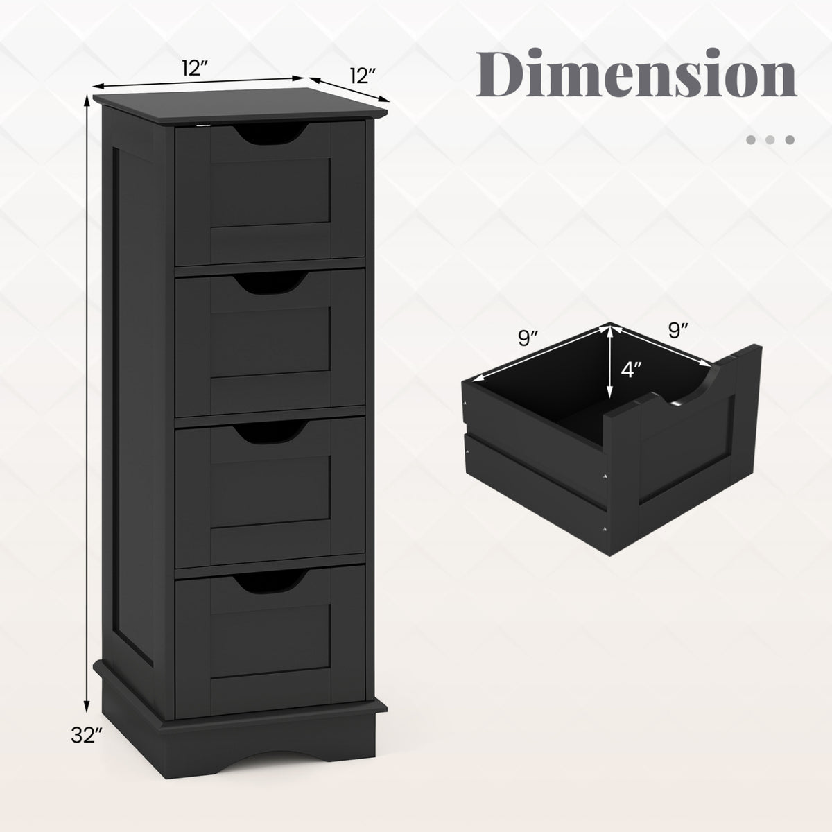 Ensemble d'armoire de salle de bain, armoire haute 6 portes, armoire 4 tiroirs, noir
