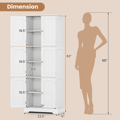 Ensemble d'armoire de salle de bain haute à 6 portes, 4 tiroirs, blanc