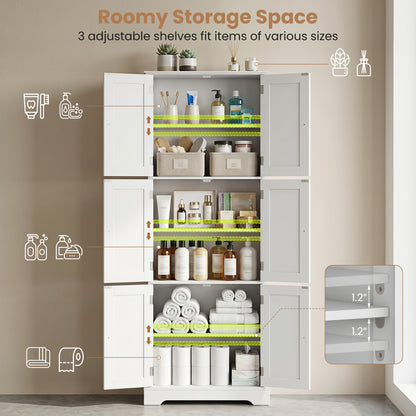 Ensemble d'armoire de salle de bain haute à 6 portes, 4 tiroirs, blanc