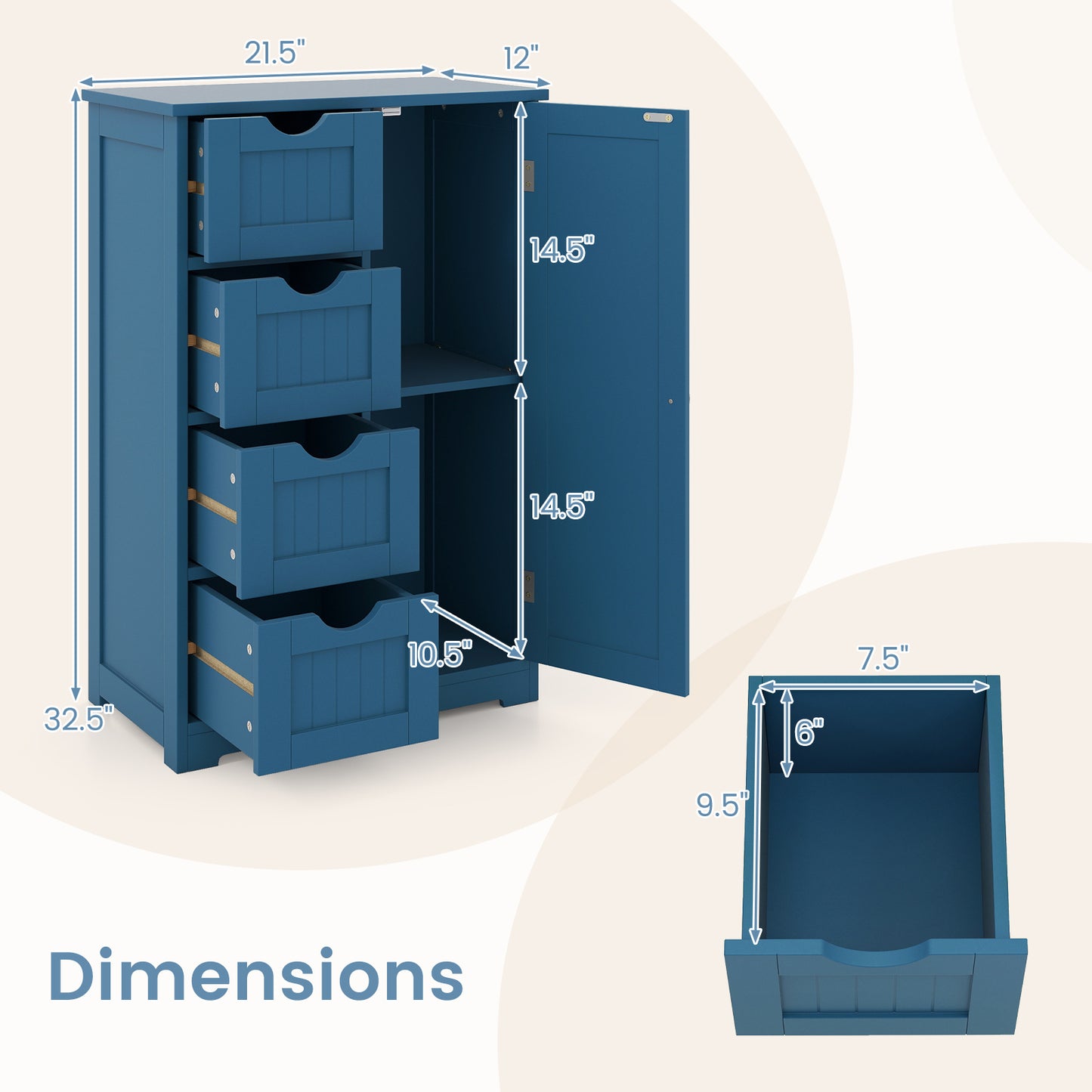 Bathroom Cabinets - Prussian Blue Collection, Dark Blue Floor Cabinets at Gallery Canada