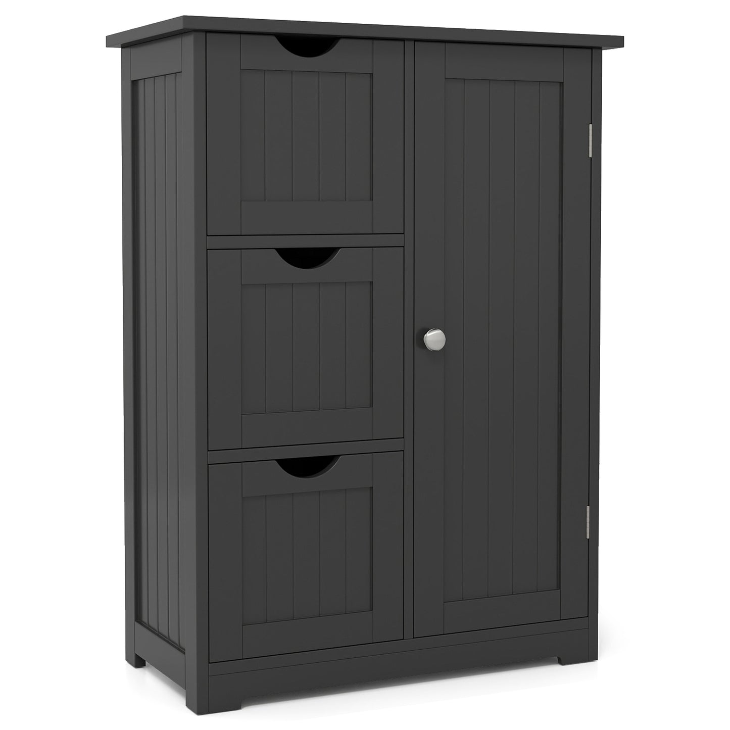 Bathroom Floor Cabinet, 3 Drawers, 1 Cupboard, Black Floor Cabinets Black at Gallery Canada