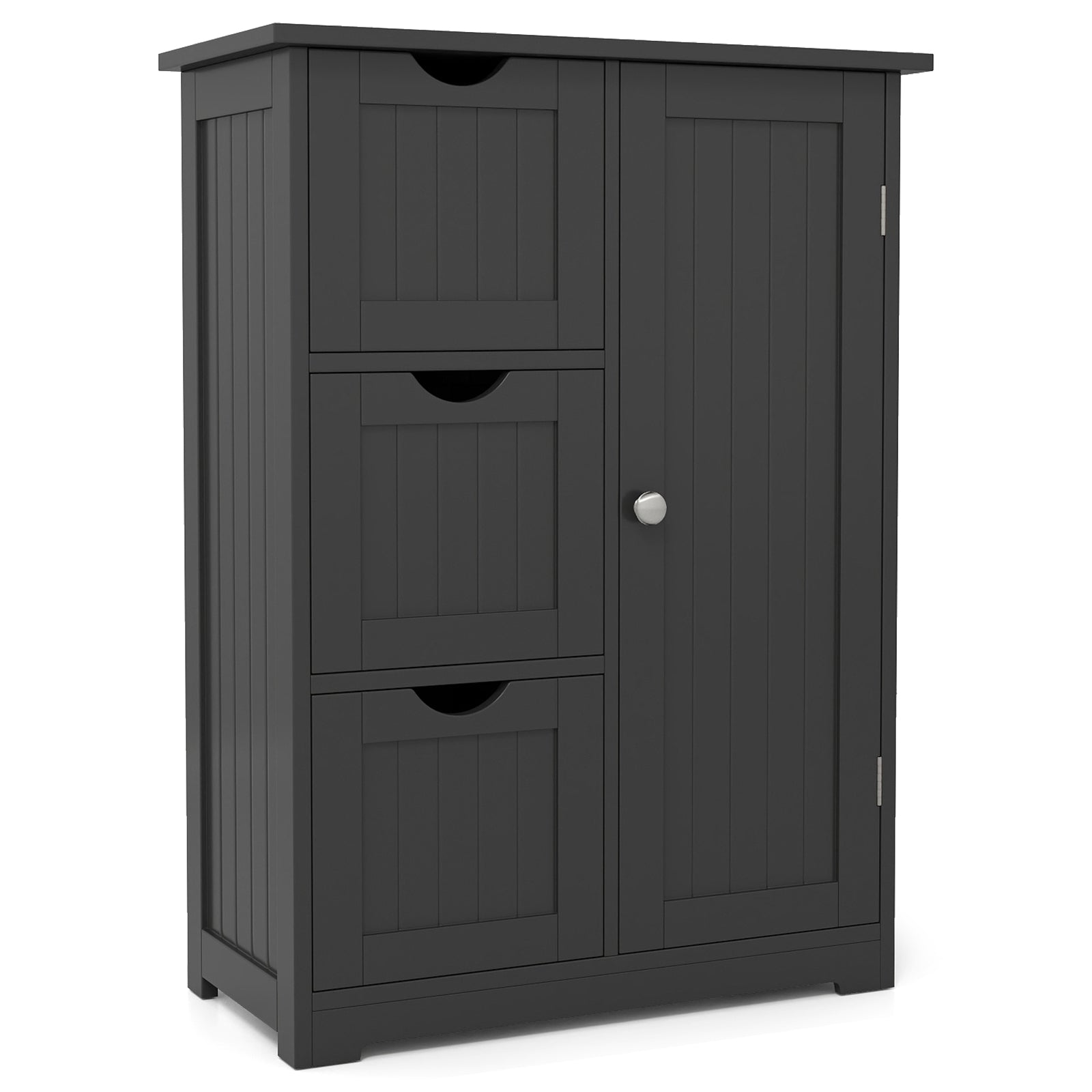 Bathroom Floor Cabinet, 3 Drawers, 1 Cupboard, Black Floor Cabinets at Gallery Canada