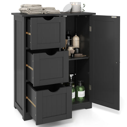 Bathroom Floor Cabinet, 3 Drawers, 1 Cupboard, Black Floor Cabinets at Gallery Canada