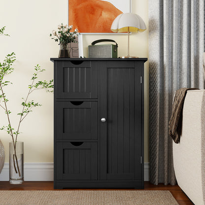 Bathroom Floor Cabinet, 3 Drawers, 1 Cupboard, Black Floor Cabinets at Gallery Canada