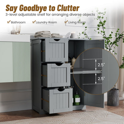 Bathroom Floor Cabinet, 3 Drawers 1 Cupboard, Gray Floor Cabinets at Gallery Canada