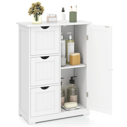 Bathroom Floor Cabinet, 3 Drawers, 1 Cupboard, White Floor Cabinets at Gallery Canada