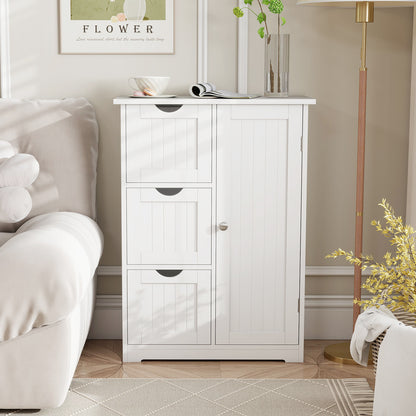 Bathroom Floor Cabinet, 3 Drawers, 1 Cupboard, White Floor Cabinets at Gallery Canada
