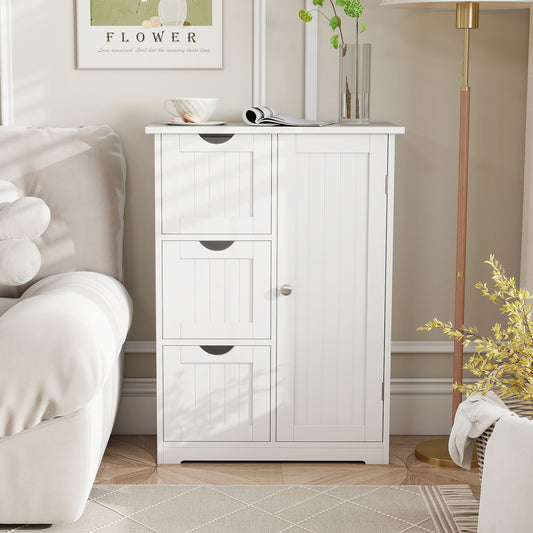 Bathroom Floor Cabinet, 3 Drawers, 1 Cupboard, White Floor Cabinets White at Gallery Canada