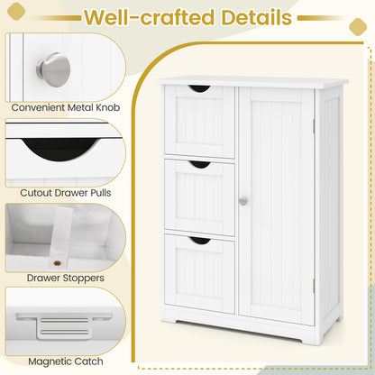 Bathroom Floor Cabinet, 3 Drawers, 1 Cupboard, White Floor Cabinets at Gallery Canada