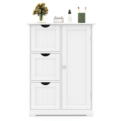 Bathroom Floor Cabinet, 3 Drawers, 1 Cupboard, White Floor Cabinets at Gallery Canada
