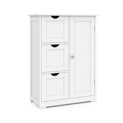 Bathroom Floor Cabinet, 3 Drawers, 1 Cupboard, White Floor Cabinets White at Gallery Canada