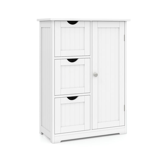 Bathroom Floor Cabinet, 3 Drawers, 1 Cupboard, White Floor Cabinets White at Gallery Canada