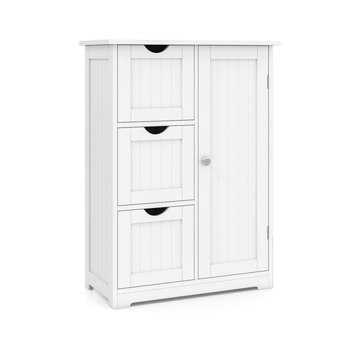 Bathroom Floor Cabinet, 3 Drawers, 1 Cupboard, White
