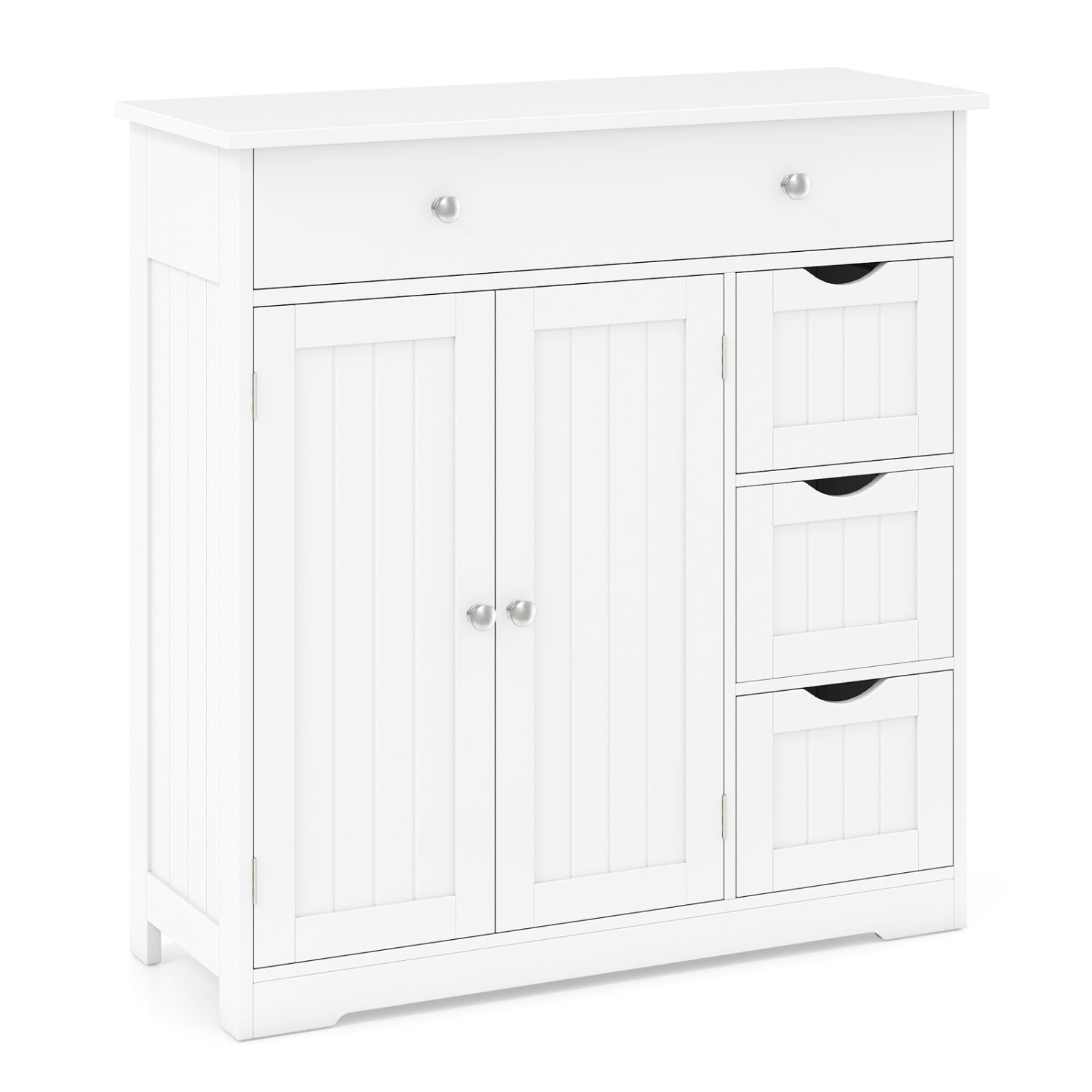 Bathroom Floor Cabinet with 4 Drawers with 2 Doors and Adjustable Shelf, White Floor Cabinets White at Gallery Canada