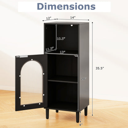 Wood Bathroom Floor Cabinet, Adjustable Shelf, Black