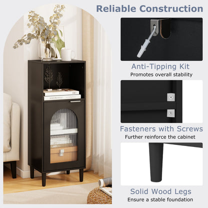 Wood Bathroom Floor Cabinet, Adjustable Shelf, Black