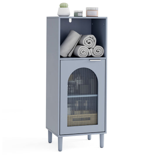Bathroom Floor Cabinet, Wood Side Storage, Adjustable Shelf, Gray Floor Cabinets Gray at Gallery Canada