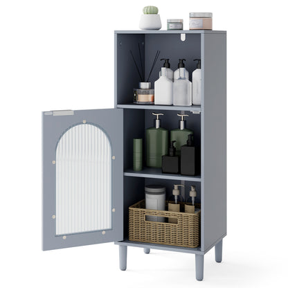 Bathroom Floor Cabinet, Wood Side Storage, Adjustable Shelf, Gray