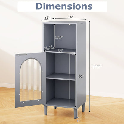 Bathroom Floor Cabinet, Wood Side Storage, Adjustable Shelf, Gray