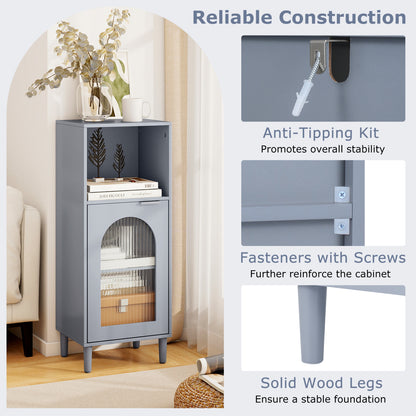 Bathroom Floor Cabinet, Wood Side Storage, Adjustable Shelf, Gray