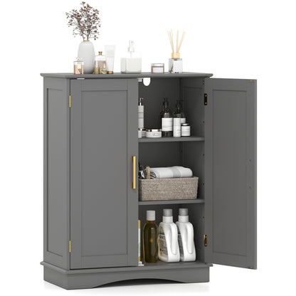 Bathroom Floor Storage Cabinet, 2 Doors, Adjustable Shelves, Gray Floor Cabinets at Gallery Canada
