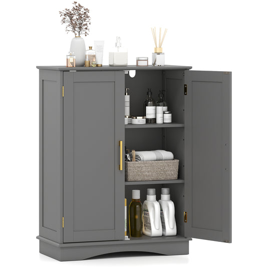Bathroom Floor Storage Cabinet, 2 Doors, Adjustable Shelves, Gray Floor Cabinets Gray at Gallery Canada