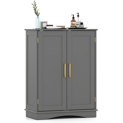 Bathroom Floor Storage Cabinet, 2 Doors, Adjustable Shelves, Gray Floor Cabinets at Gallery Canada