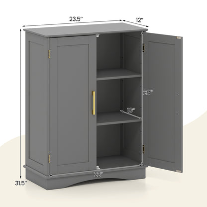 Bathroom Floor Storage Cabinet, 2 Doors, Adjustable Shelves, Gray Floor Cabinets at Gallery Canada