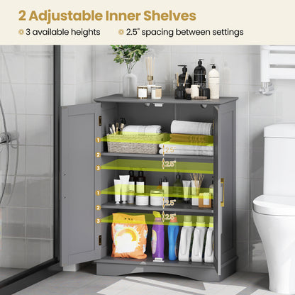 Bathroom Floor Storage Cabinet, 2 Doors, Adjustable Shelves, Gray Floor Cabinets at Gallery Canada