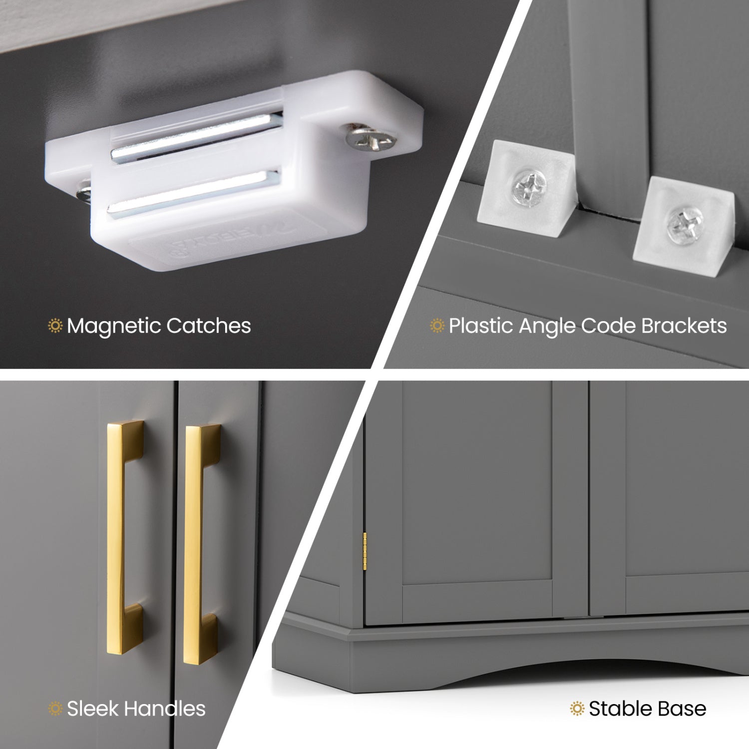 Bathroom Floor Storage Cabinet, 2 Doors, Adjustable Shelves, Gray Floor Cabinets at Gallery Canada
