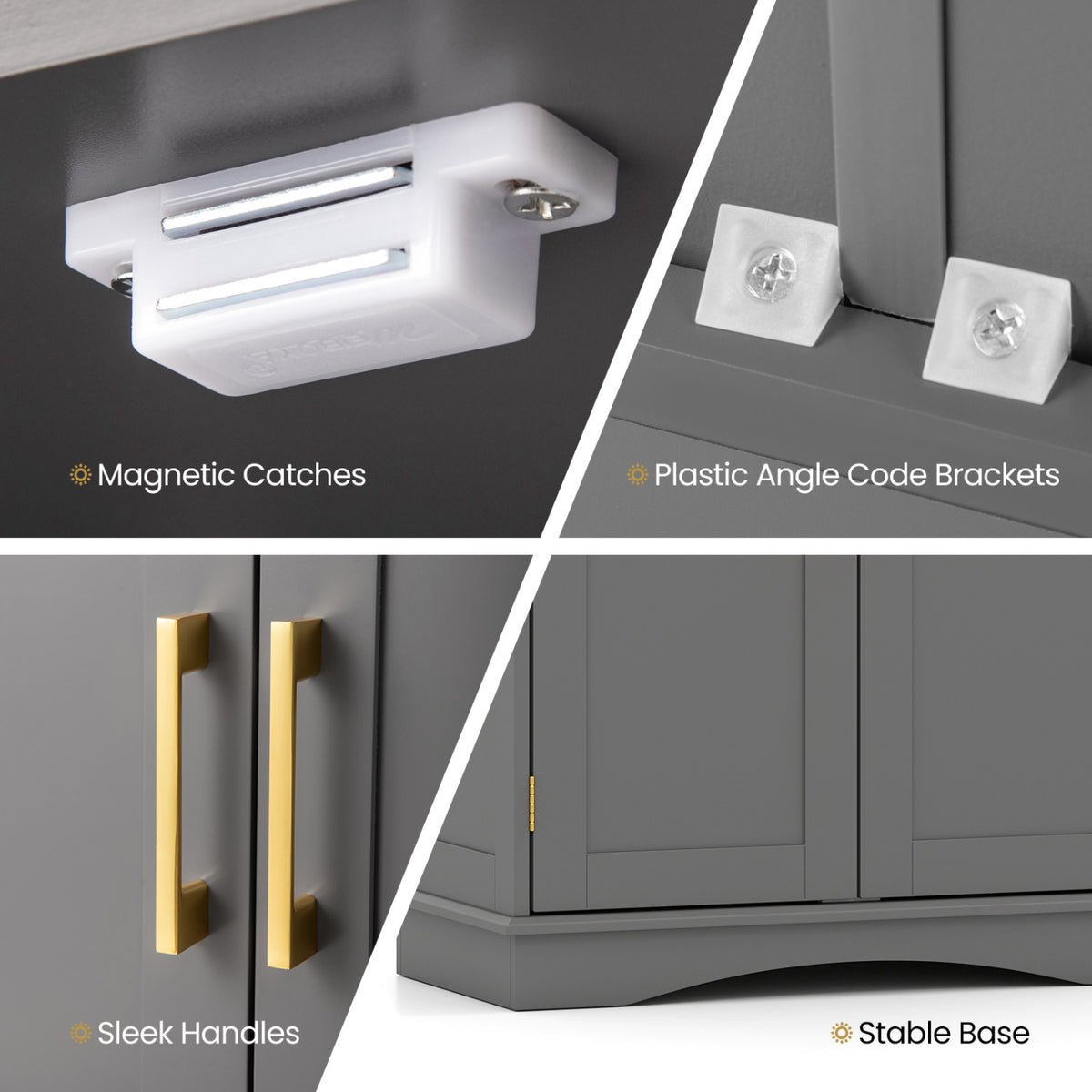 Bathroom Floor Storage Cabinet, 2 Doors, Adjustable Shelves, Gray Floor Cabinets at Gallery Canada