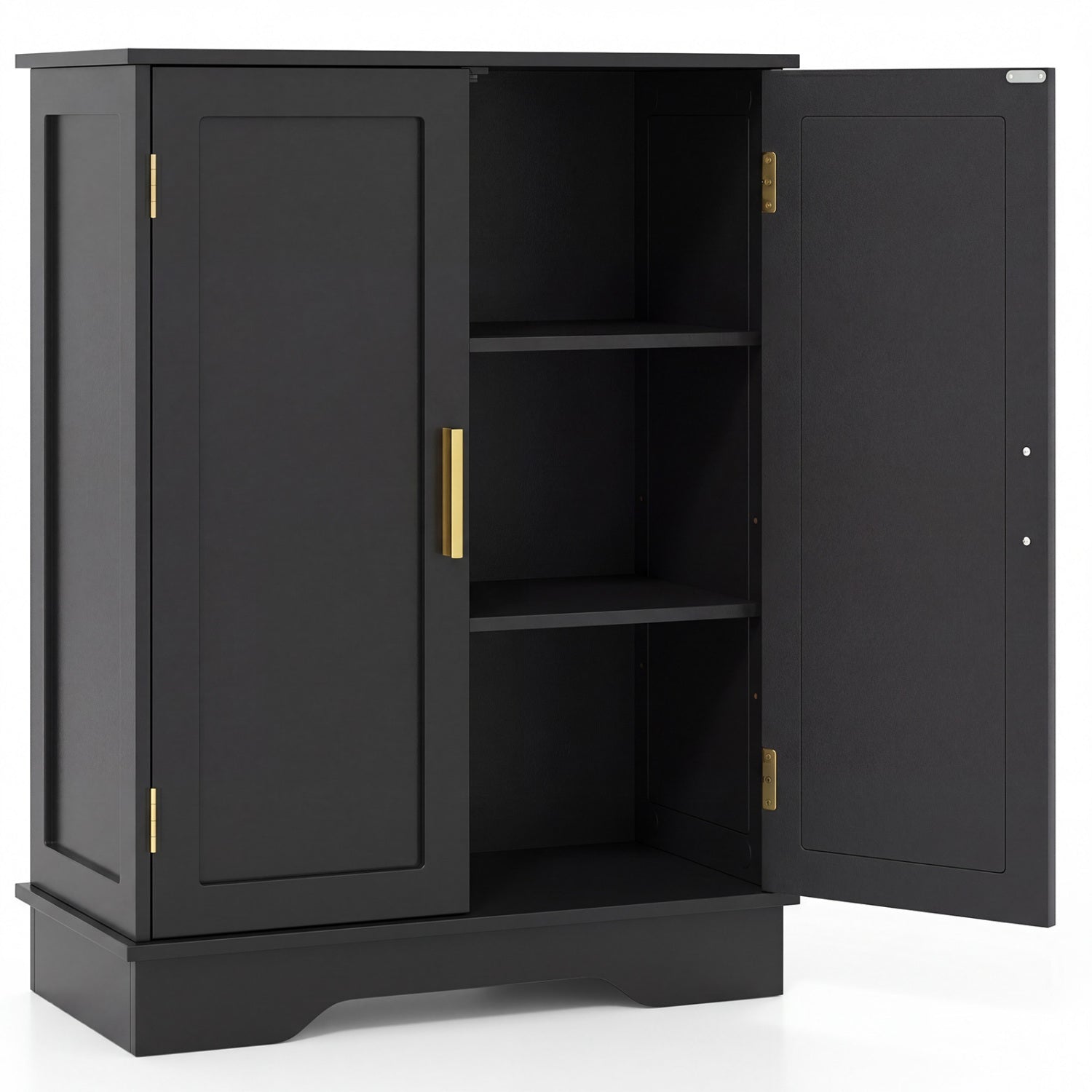 Bathroom Floor Storage Cabinet, 2 Doors, Adjustable Shelves, Black Floor Cabinets Black at Gallery Canada