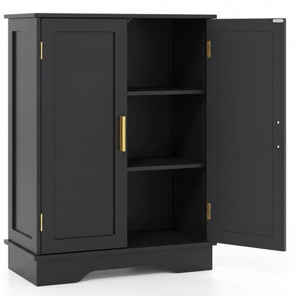 Bathroom Floor Storage Cabinet, 2 Doors, Adjustable Shelves, Black Floor Cabinets at Gallery Canada