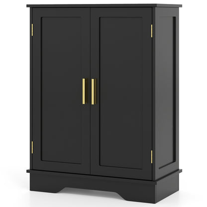 Bathroom Floor Storage Cabinet, 2 Doors, Adjustable Shelves, Black Floor Cabinets at Gallery Canada