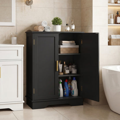 Bathroom Floor Storage Cabinet, 2 Doors, Adjustable Shelves, Black Floor Cabinets at Gallery Canada